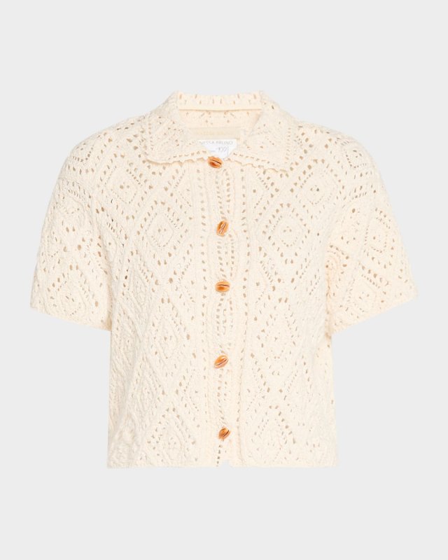 Emarya Pointelle-Knit Cotton Cardigan